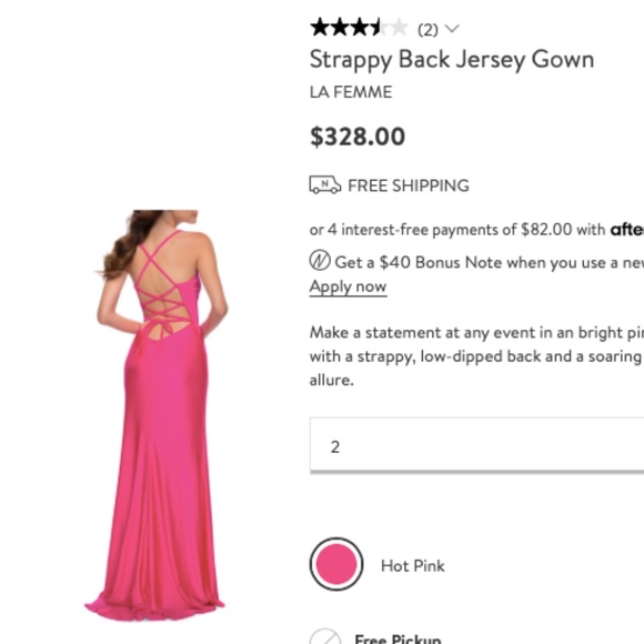 La Femme hot pink dress/gown size 2 - Picture 3 of 3